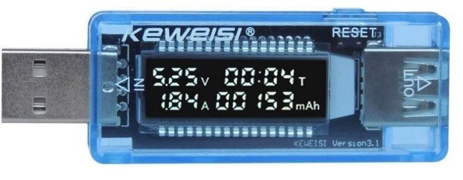 ...USB tester KWS-V20, V-A meter a merač kapacity 4-20V / 0-3A DC