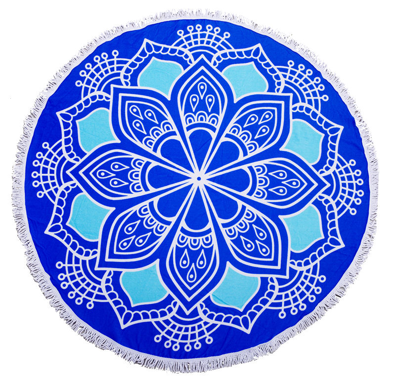 Plážová osuška - deka mandala MODRÁ HARMONIE
