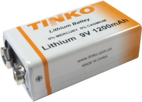 Batérie Tinka 9V ER9 (CR9V) 1200mAh lítiová, skladovateľnosť 10let