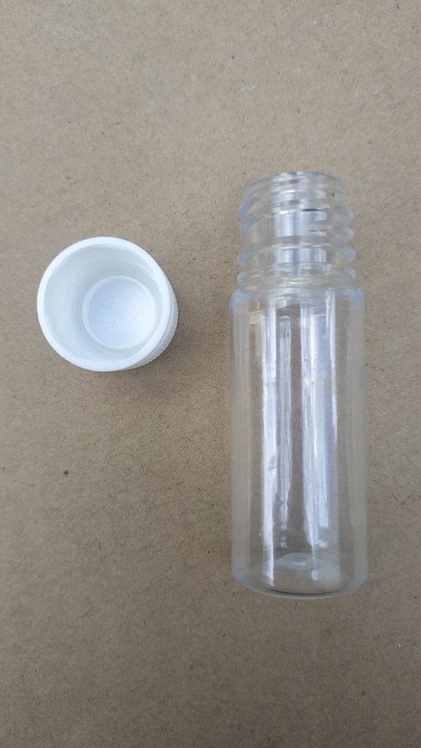 Lahvička plastová s víčkem 10ml, průhledná