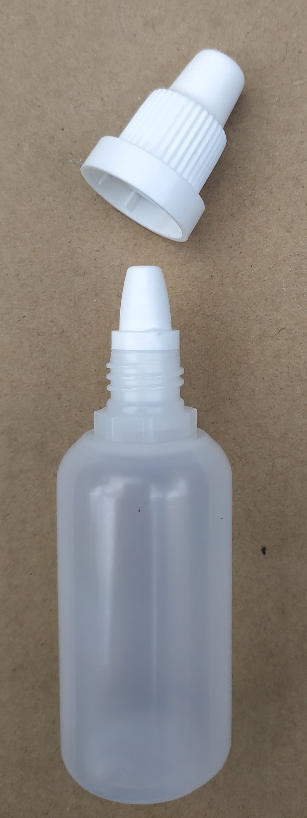 Lahvička plastová s kapátkem 30ml, průhledná