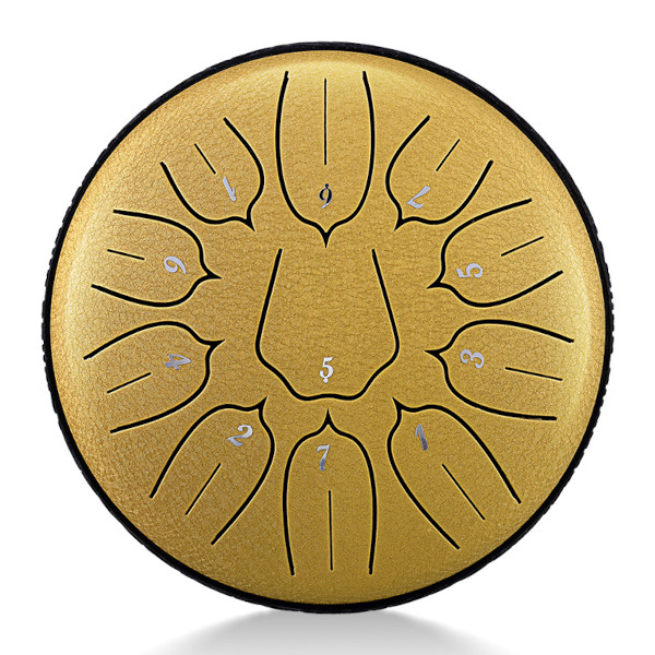 Tongue drum - 6" (15cm), 6 tónov, D-dur - Zlatý lotus s príslušenstvom