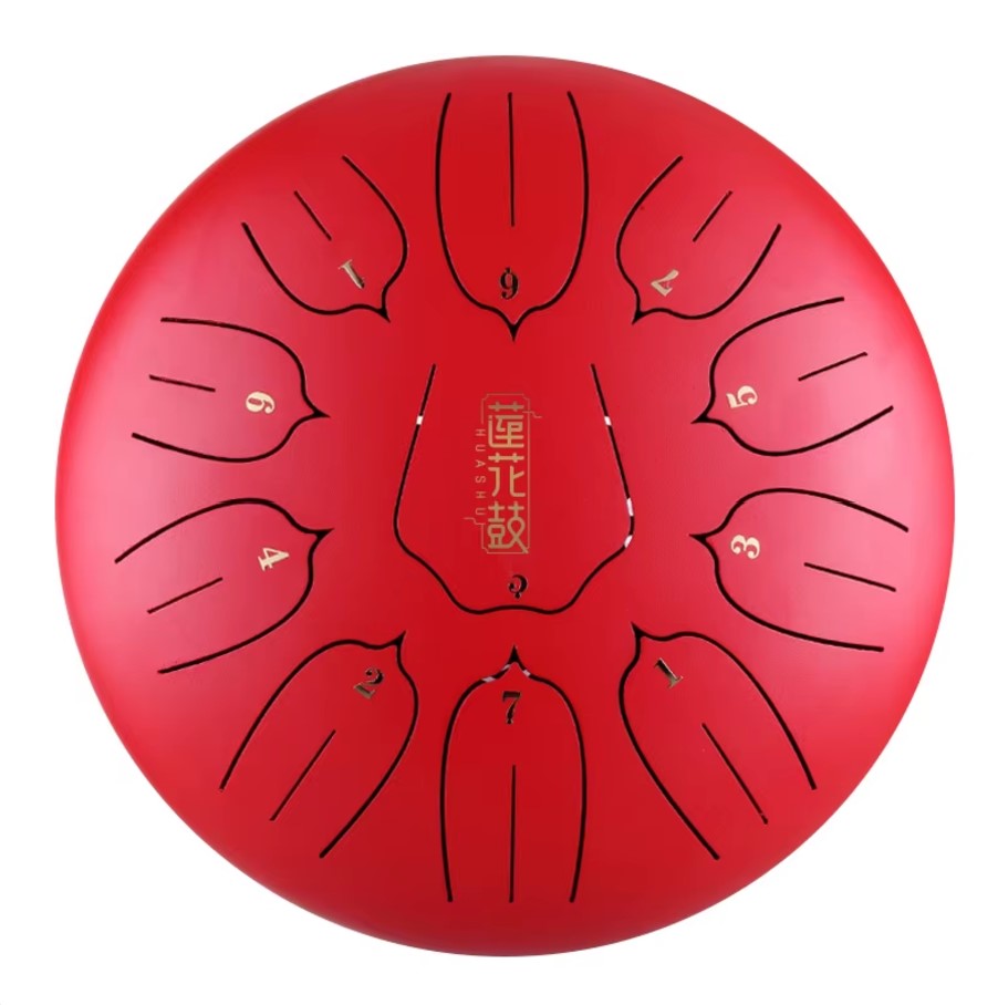 Tongue drum -  12' (30cm), 11 tónů, C-dur -červený ,  s příslušenstvím