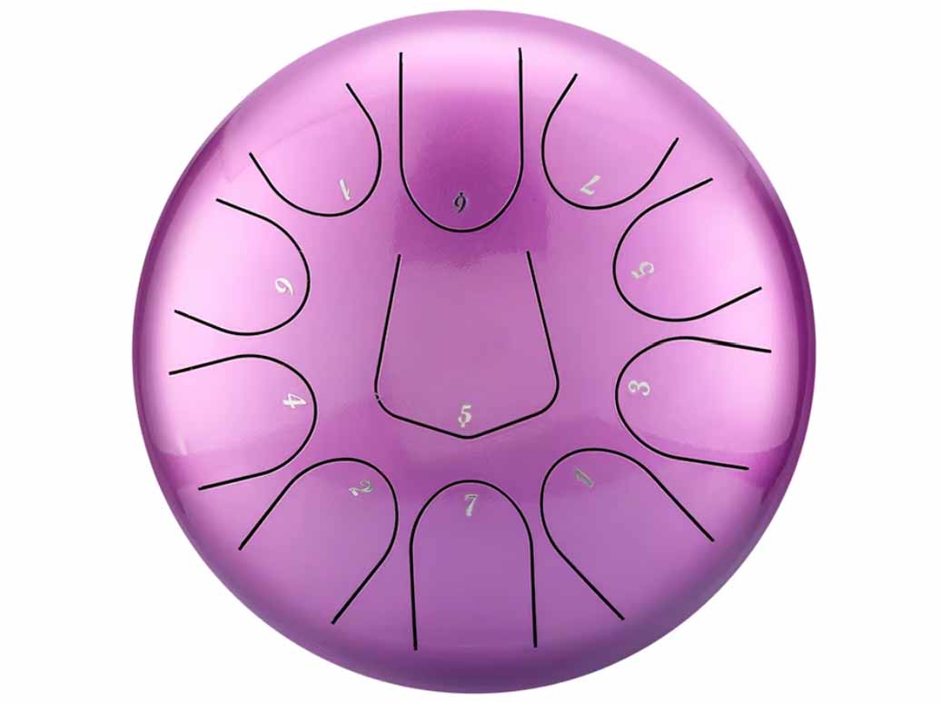 Tongue drum -  10' (25cm), 11 tónů, D-dur - fialový,  s příslušenstvím
