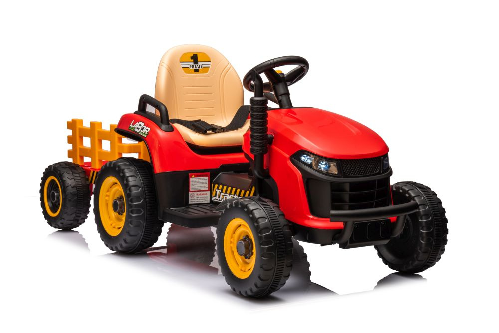 Bateriový traktor červený