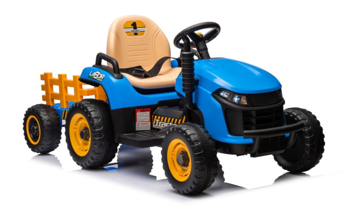 Bateriový traktor modrý