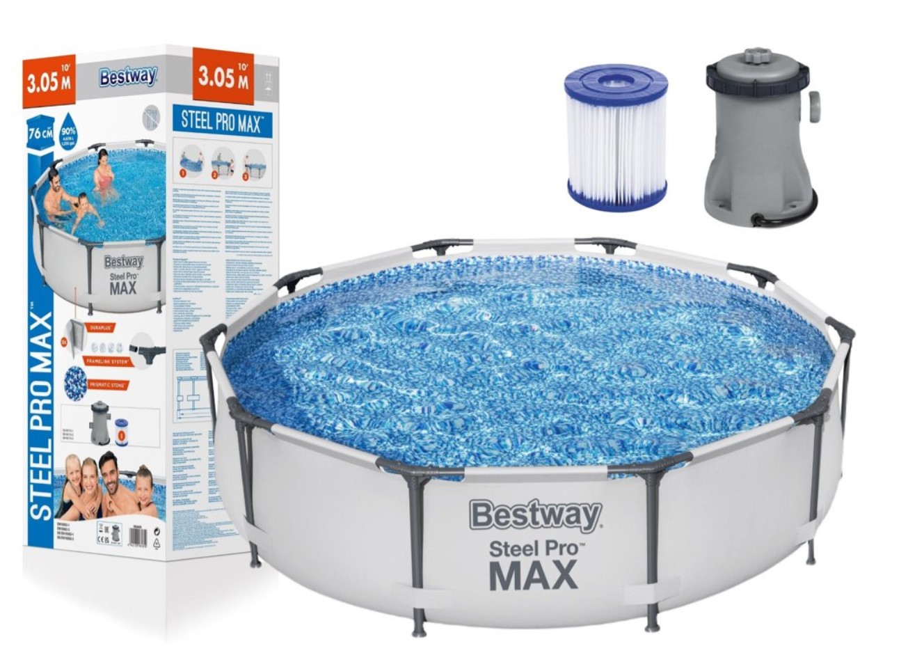Zahradní bazén s rámem 305 x 76 cm + čerpadlo a filtr Bestway MAX