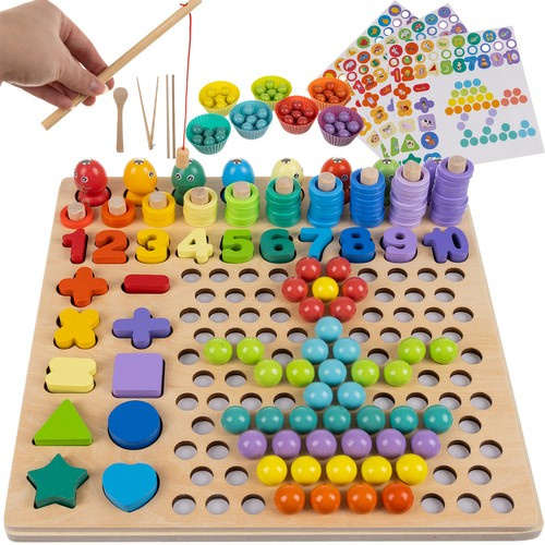 Dřevěné puzzle hádanky - učíme se barvy, tvary a počítáme