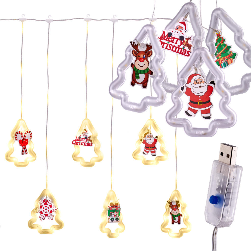 LED vánoční světelný závěs se stromky – 3 m, 10 LED, USB napájení
