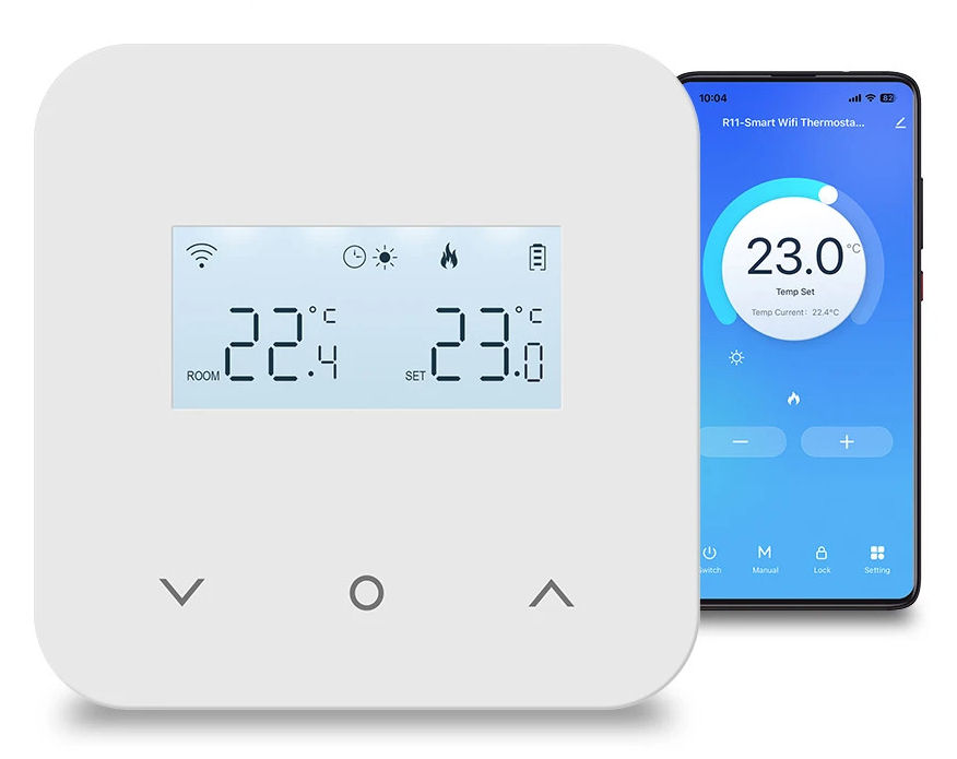 SMART termostat programovatelný týdenní HT015W-NC 3A s bateriovým napájením a bezpotenciálovým kontaktem