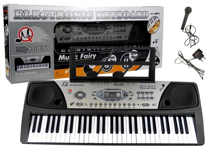Elektronické hudební klávesy MQ-810 s mikrofonem a USB výukové piano 61 kláves