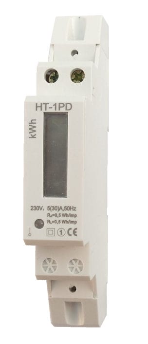 Elektromer na DIN lištu jednofázový digitálny 1F merač spotreby wattmeter Hutermann HT-1PD