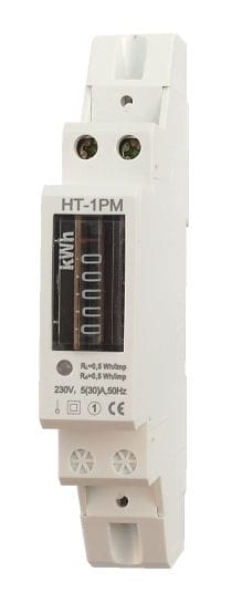 Elektromer na DIN lištu jednofázový mechanický merač spotreby wattmeter Hutermann HT-1pm
