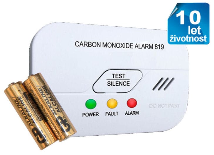 Detektor oxidu uhelnatého CO s alarmem Hütermann ALARM CO-819 EN50291 BSI-Kitemark životnost 10 let