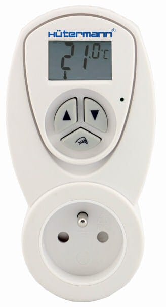Zásuvkový elektronický termostat Hutermann pre ovládanie kúrenia, napr. Kúpeľňový radiátor, priamotop apod. Typ TZ63 (do zásuvky)
