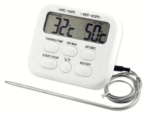 Digitální teploměr -50 - 300°C s časovačem a externí sondou - žáruodolným čidlem