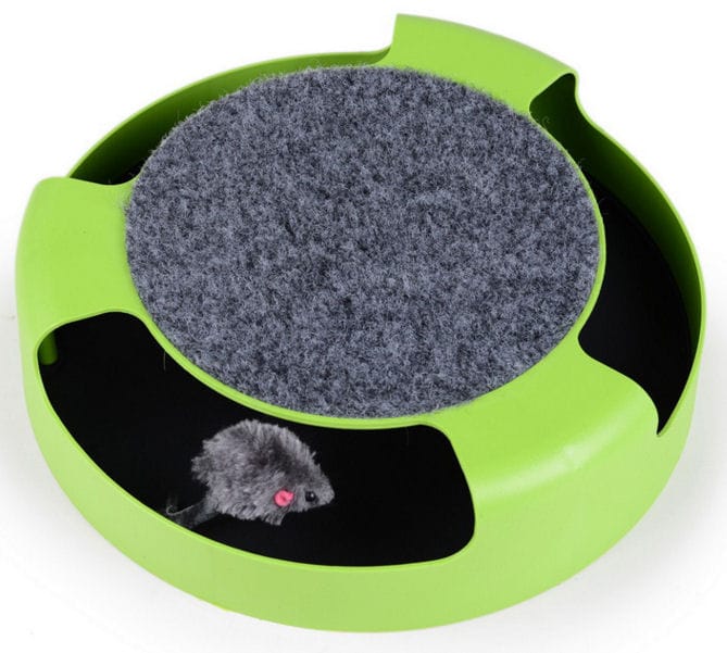 Hračka pre mačky - myš v kruhu sa škrabacím kobercom
